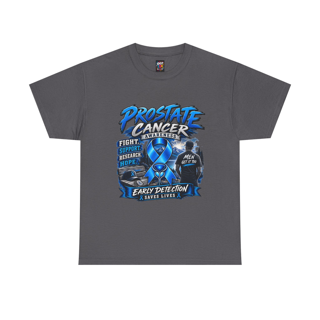 Prostate Cancer Awareness T-Shirt — Early Detection Saves Lives (Blue Ribbon)