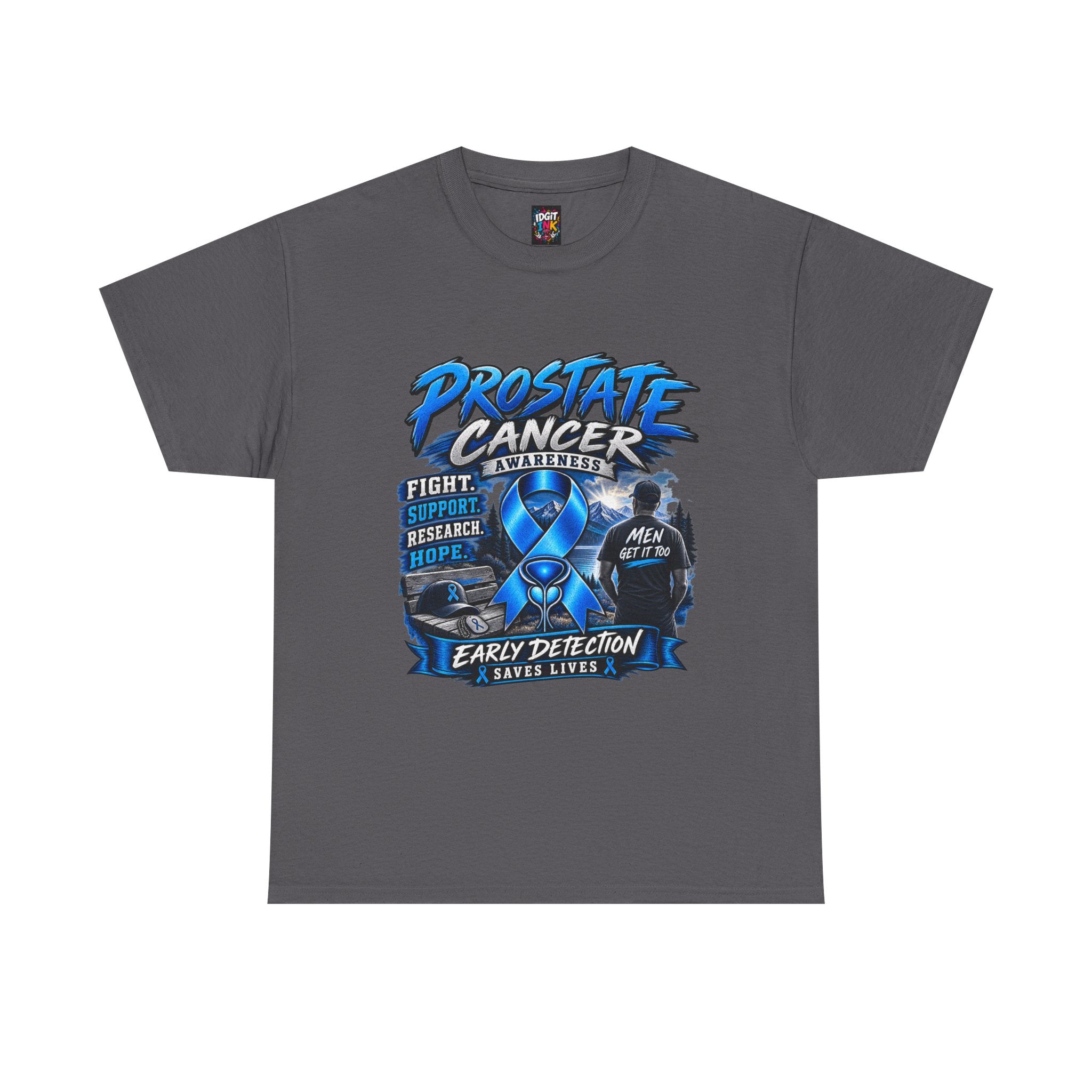 Prostate Cancer Awareness T-Shirt — Early Detection Saves Lives (Blue Ribbon)