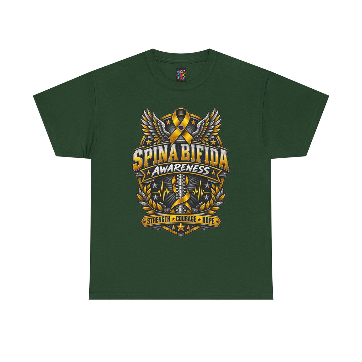 Spina Bifida Awareness  Gold Ribbon Strength Courage Hope