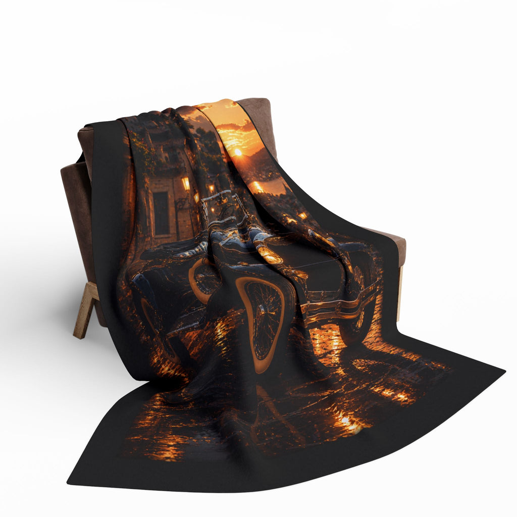 Vintage Car Sunset Fleece Blanket 29