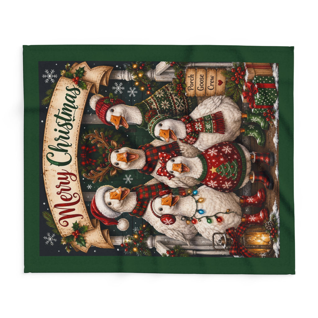 Merry Christmas Goose Carolers Fleece Blanket