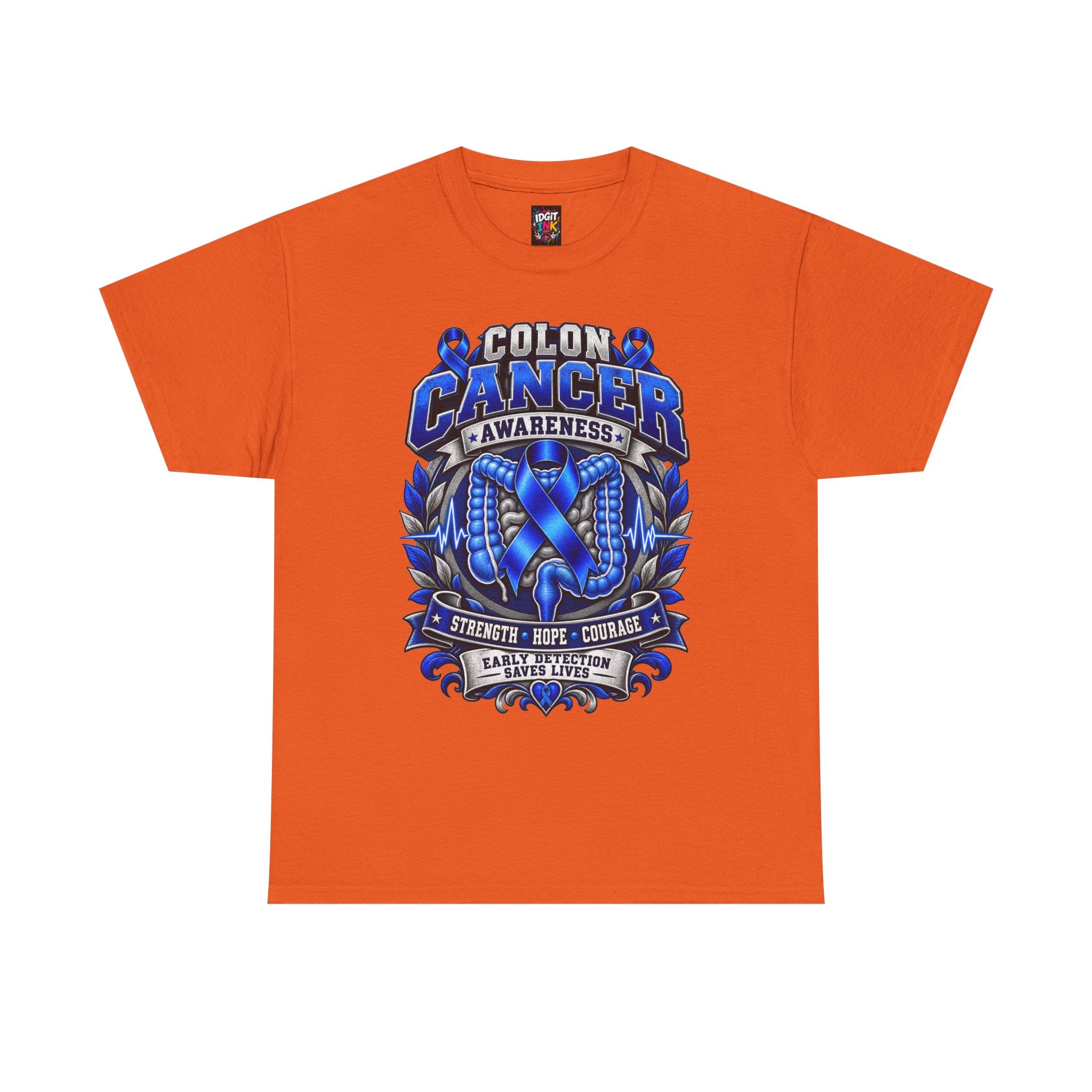 Colon Cancer Awareness T-Shirt — Strength Hope Courage Ribbon Design