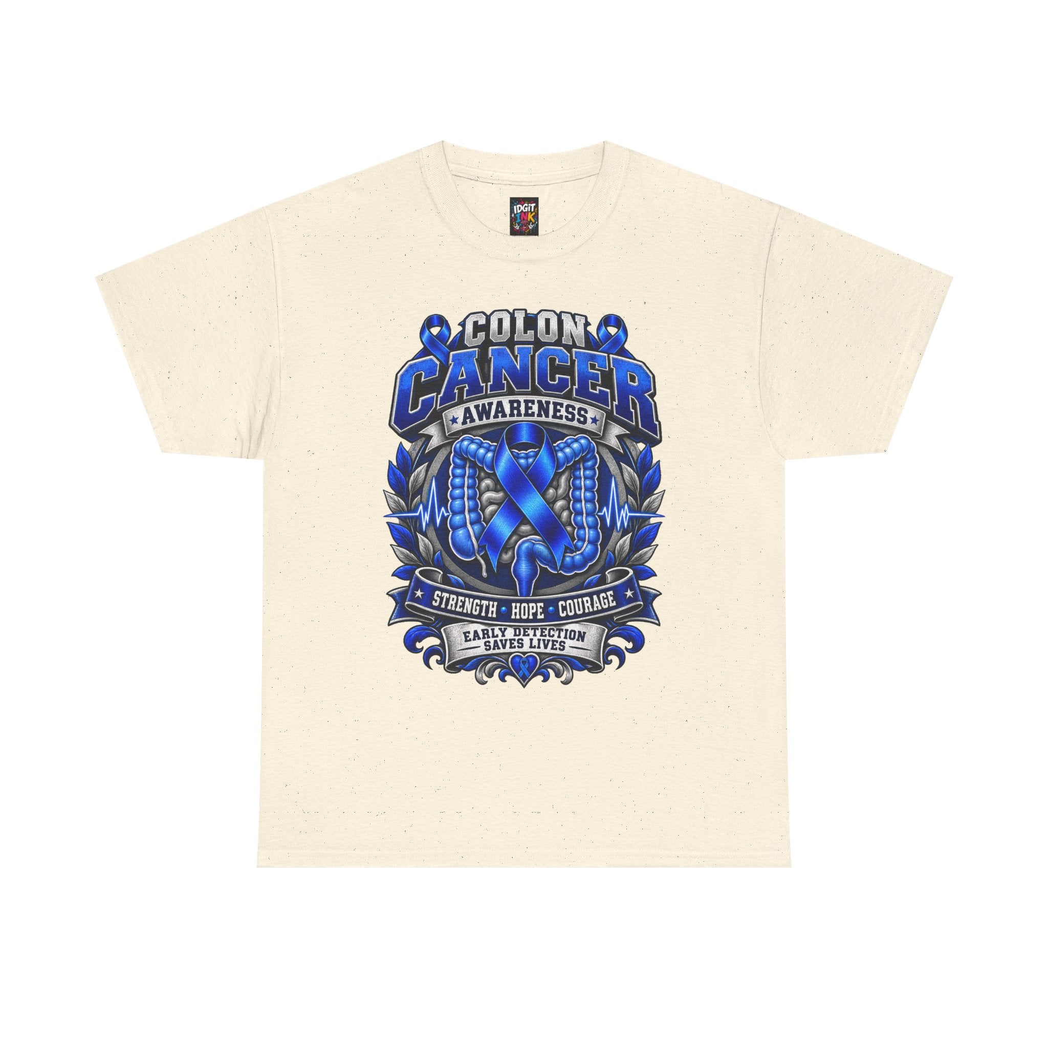 Colon Cancer Awareness T-Shirt — Strength Hope Courage Ribbon Design