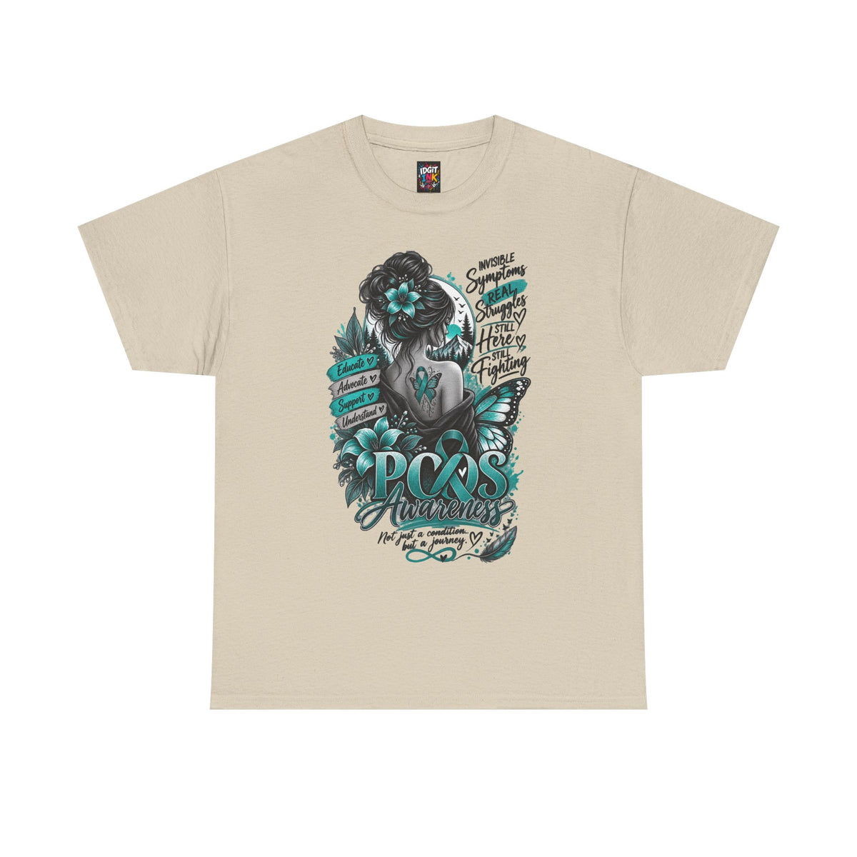 PCOS Awareness Shirt Teal Ribbon Empowerment Tee