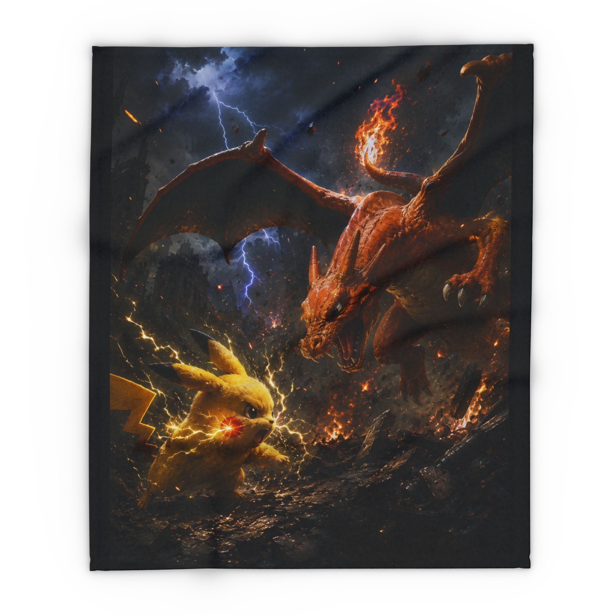 Fiery Dragon vs Lightning Mouse Arctic Fleece Blanket