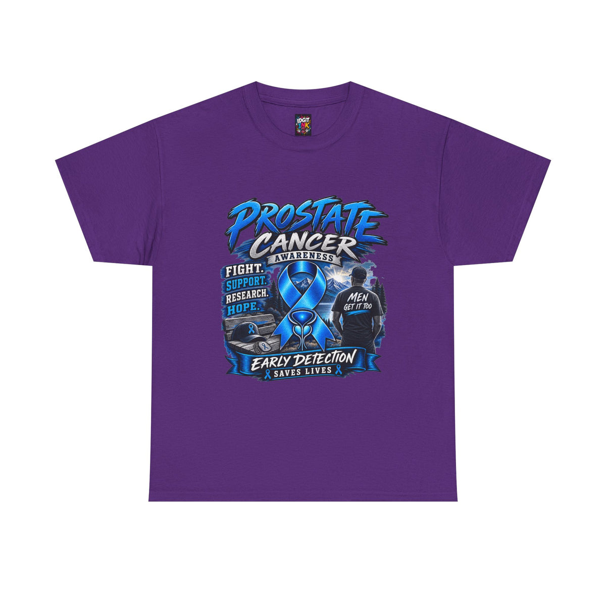 Prostate Cancer Awareness T-Shirt — Early Detection Saves Lives (Blue Ribbon)