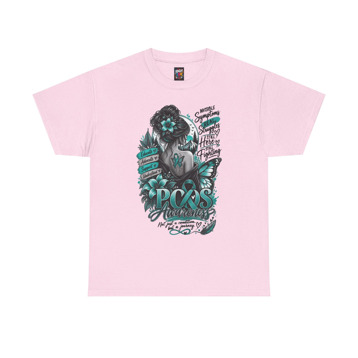 PCOS Awareness Shirt Teal Ribbon Empowerment Tee