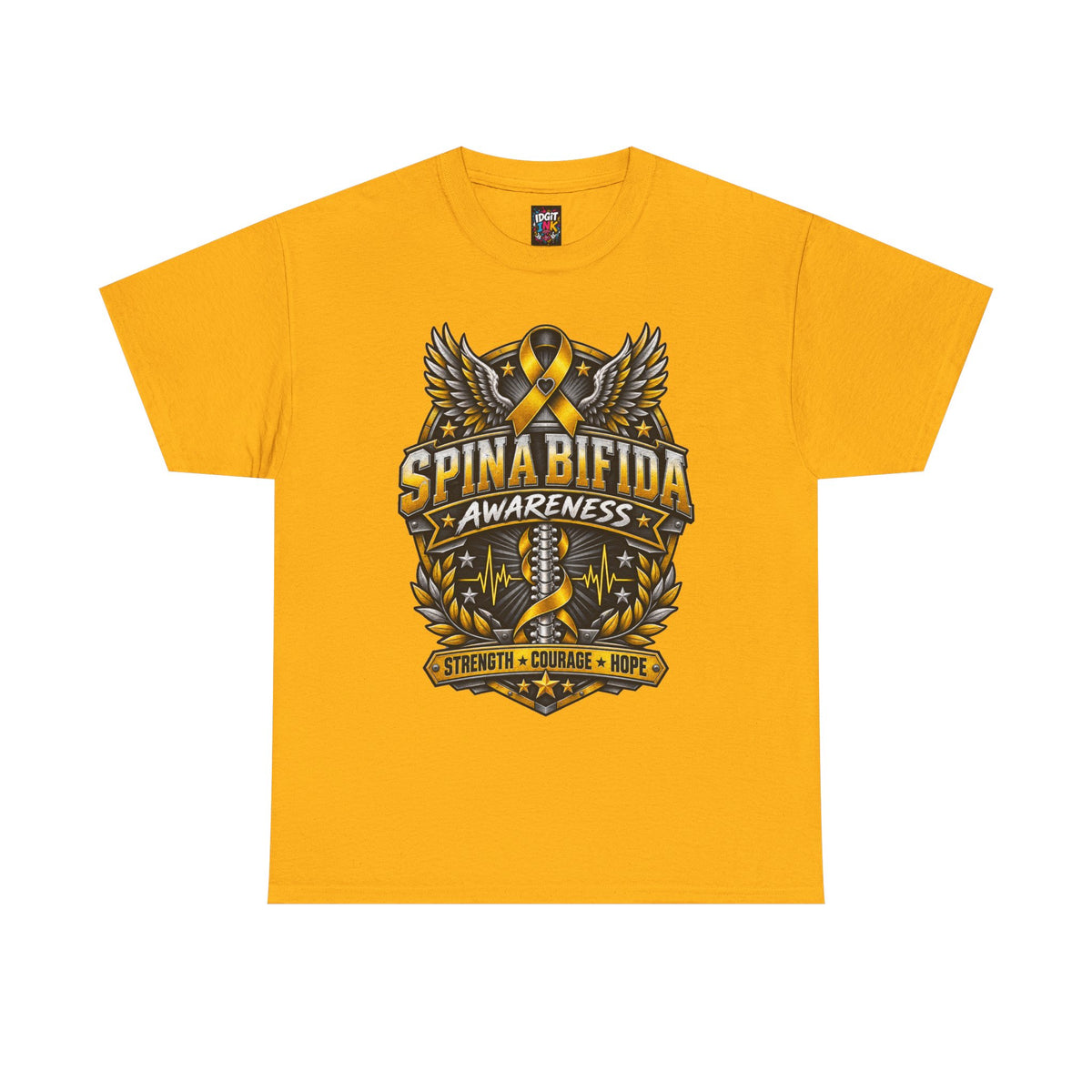 Spina Bifida Awareness  Gold Ribbon Strength Courage Hope