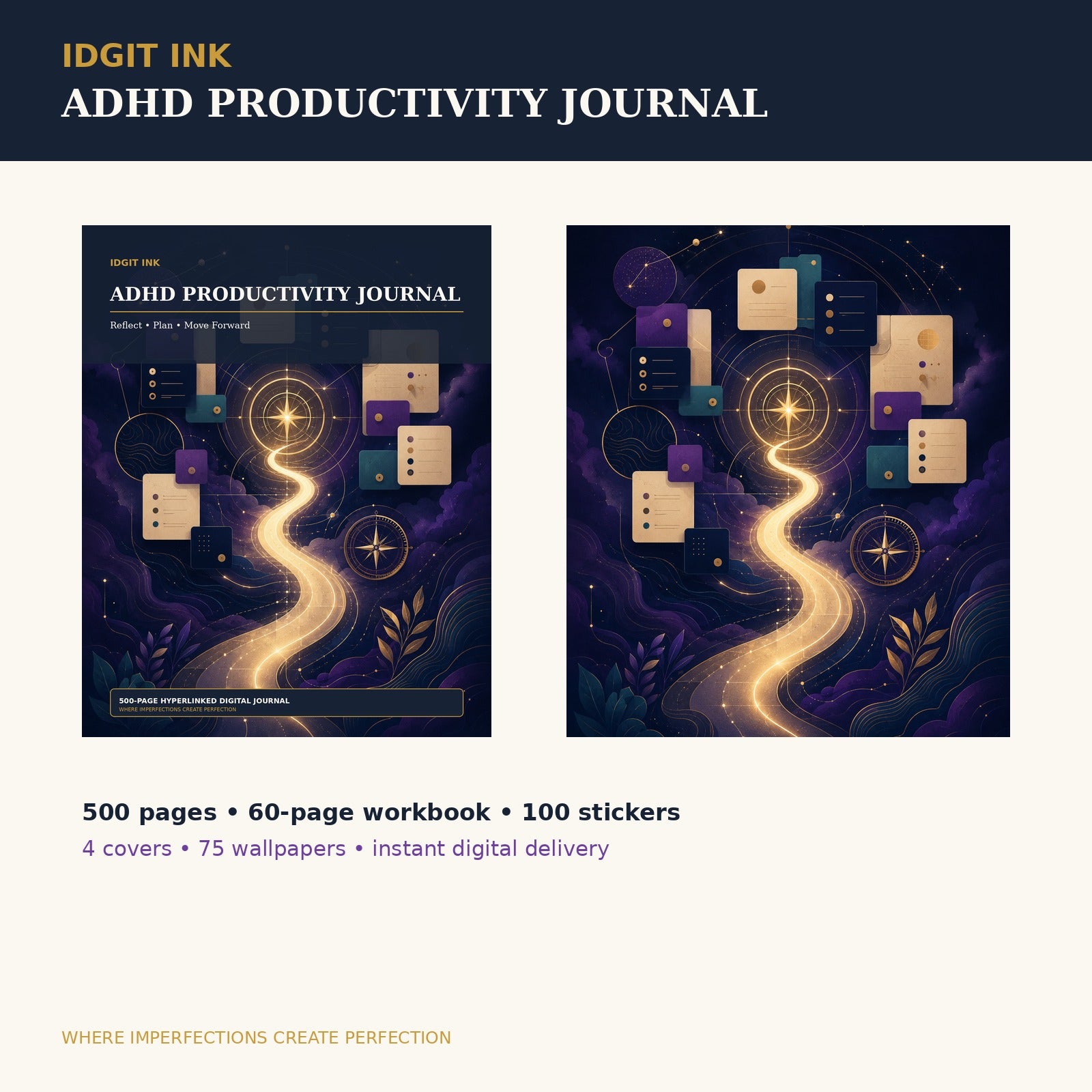 Idgit Ink ADHD Productivity digital journal — complete deluxe journal bundle overview