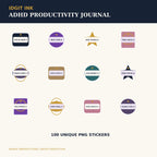 Idgit Ink ADHD Productivity digital journal — 100 PNG digital stickers preview