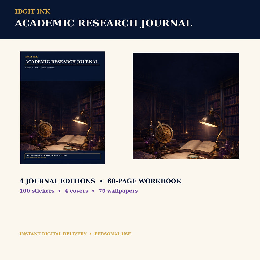Idgit Ink Academic Research digital journal — complete deluxe journal bundle overview