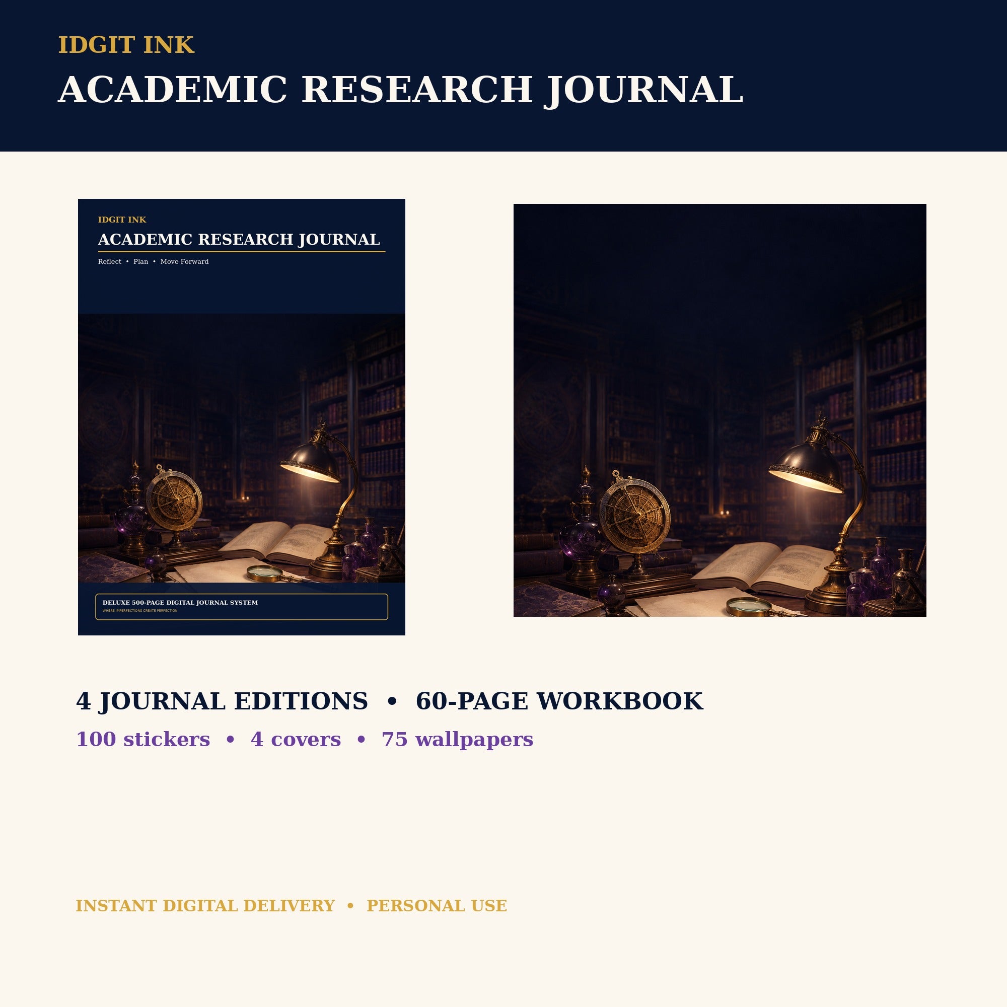 Idgit Ink Academic Research digital journal — complete deluxe journal bundle overview