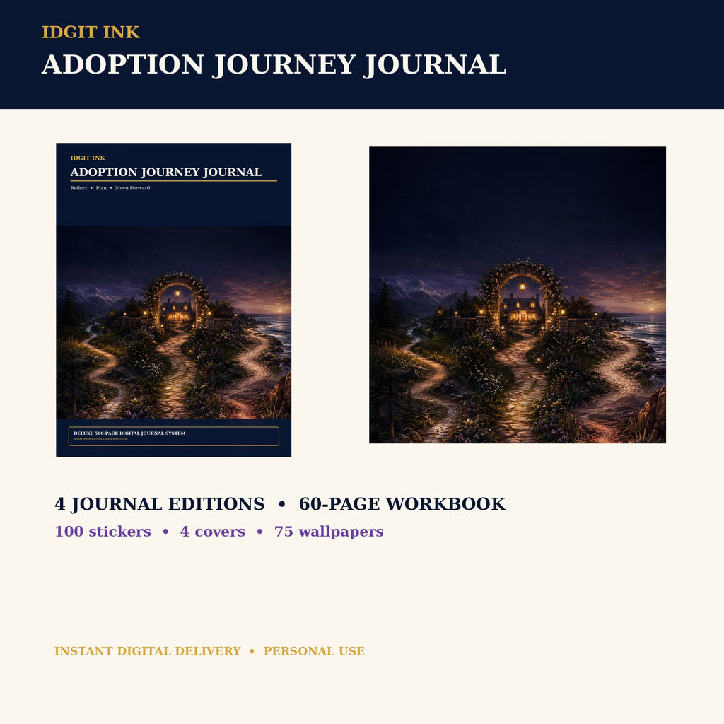 Idgit Ink Adoption Journey digital journal — complete deluxe journal bundle overview