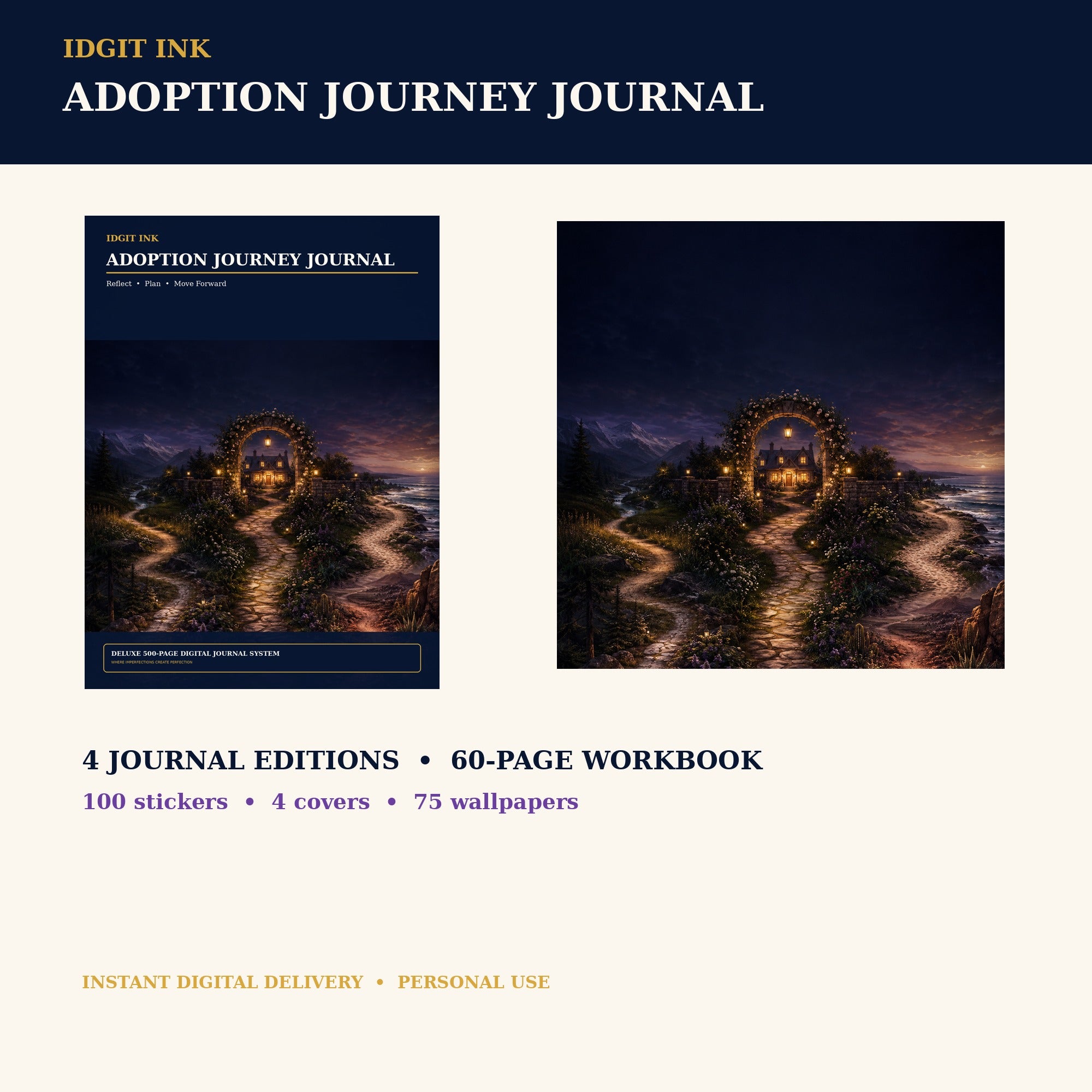Idgit Ink Adoption Journey digital journal — complete deluxe journal bundle overview