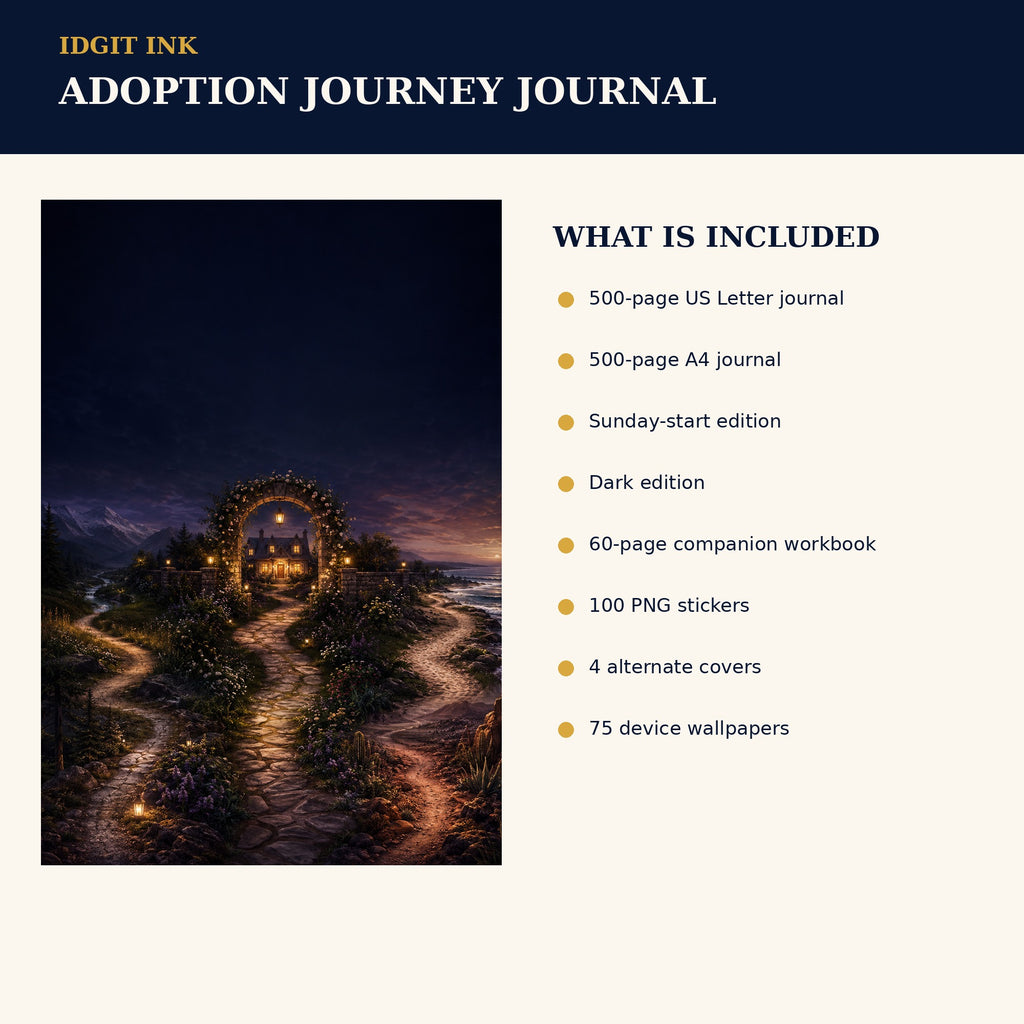 Idgit Ink Adoption Journey digital journal — four alternate journal covers
