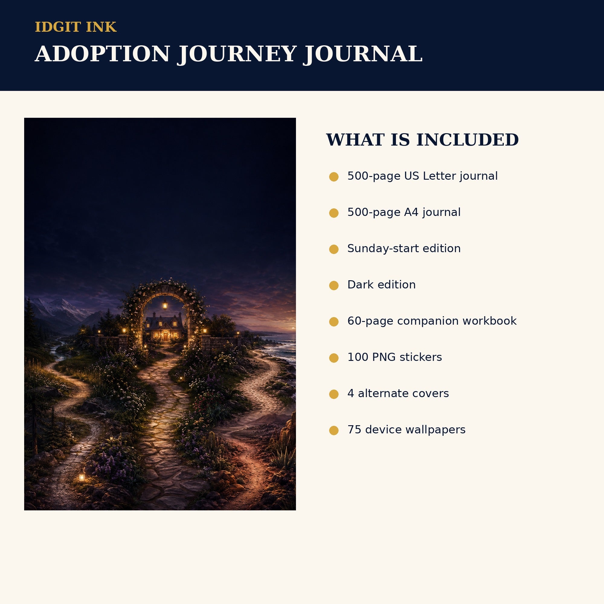Idgit Ink Adoption Journey digital journal — four alternate journal covers