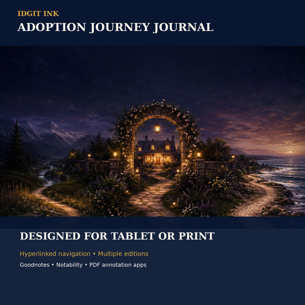 Idgit Ink Adoption Journey digital journal — 100 PNG digital stickers preview