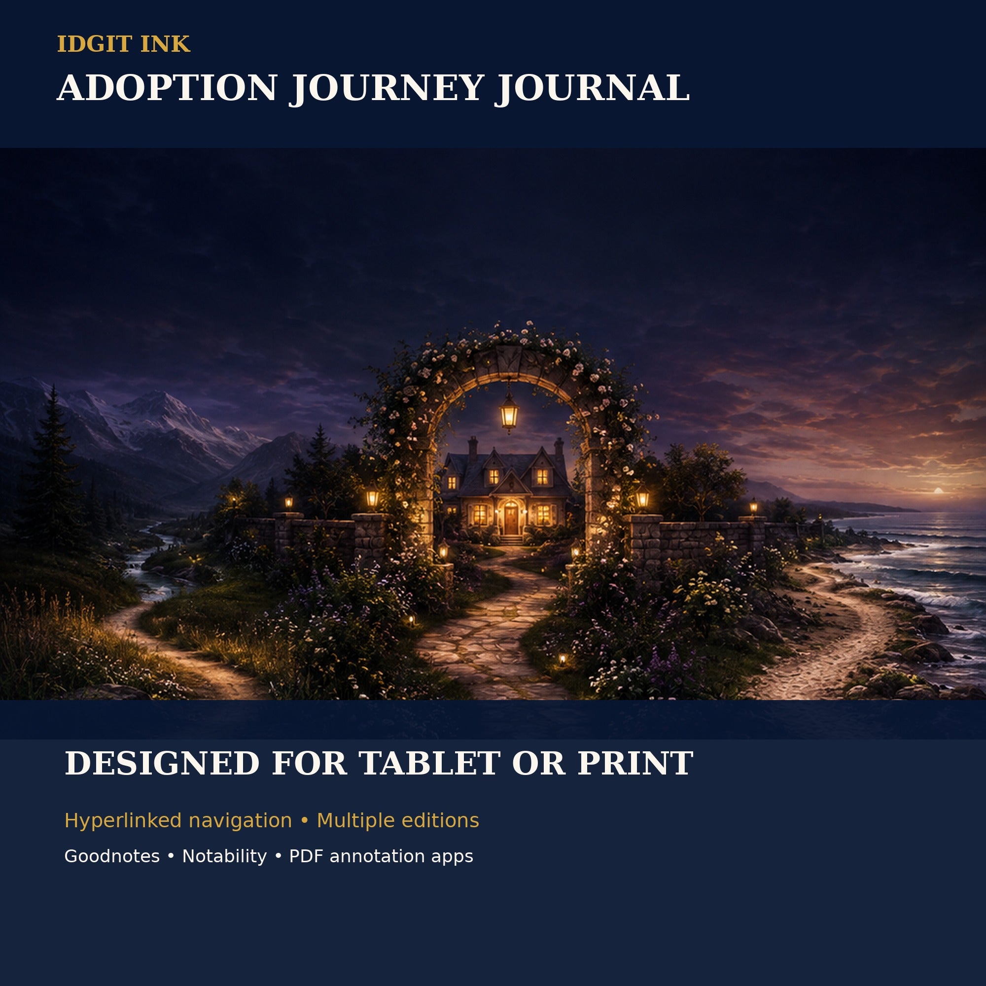 Idgit Ink Adoption Journey digital journal — 100 PNG digital stickers preview