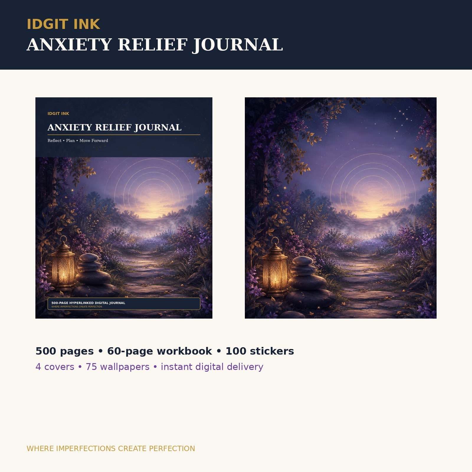 Idgit Ink Anxiety Relief digital journal — complete deluxe journal bundle overview