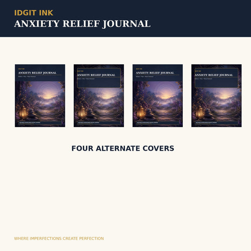 Idgit Ink Anxiety Relief digital journal — four alternate journal covers
