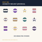 Idgit Ink Anxiety Relief digital journal — 100 PNG digital stickers preview