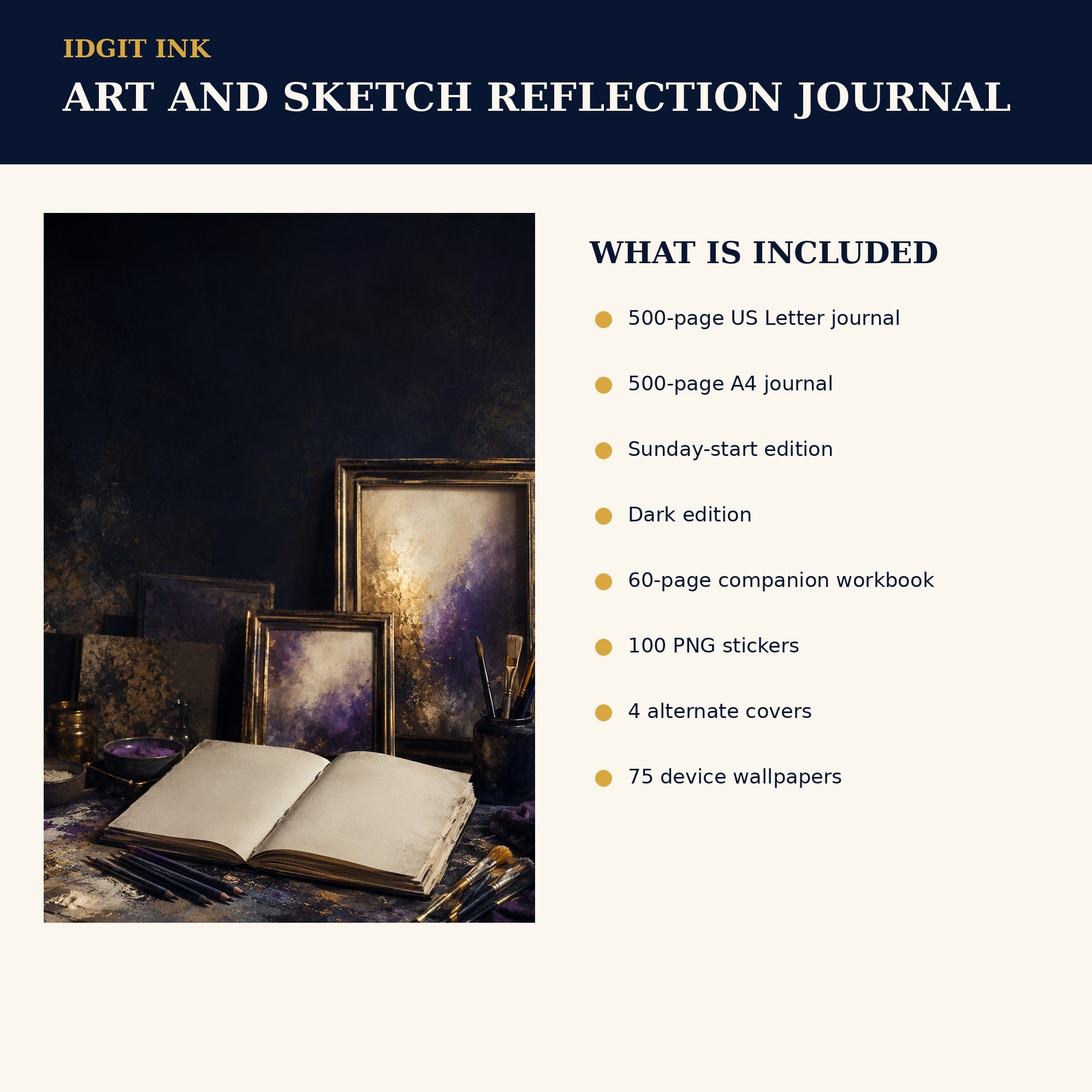 Idgit Ink Art and Sketch Reflection digital journal — four alternate journal covers