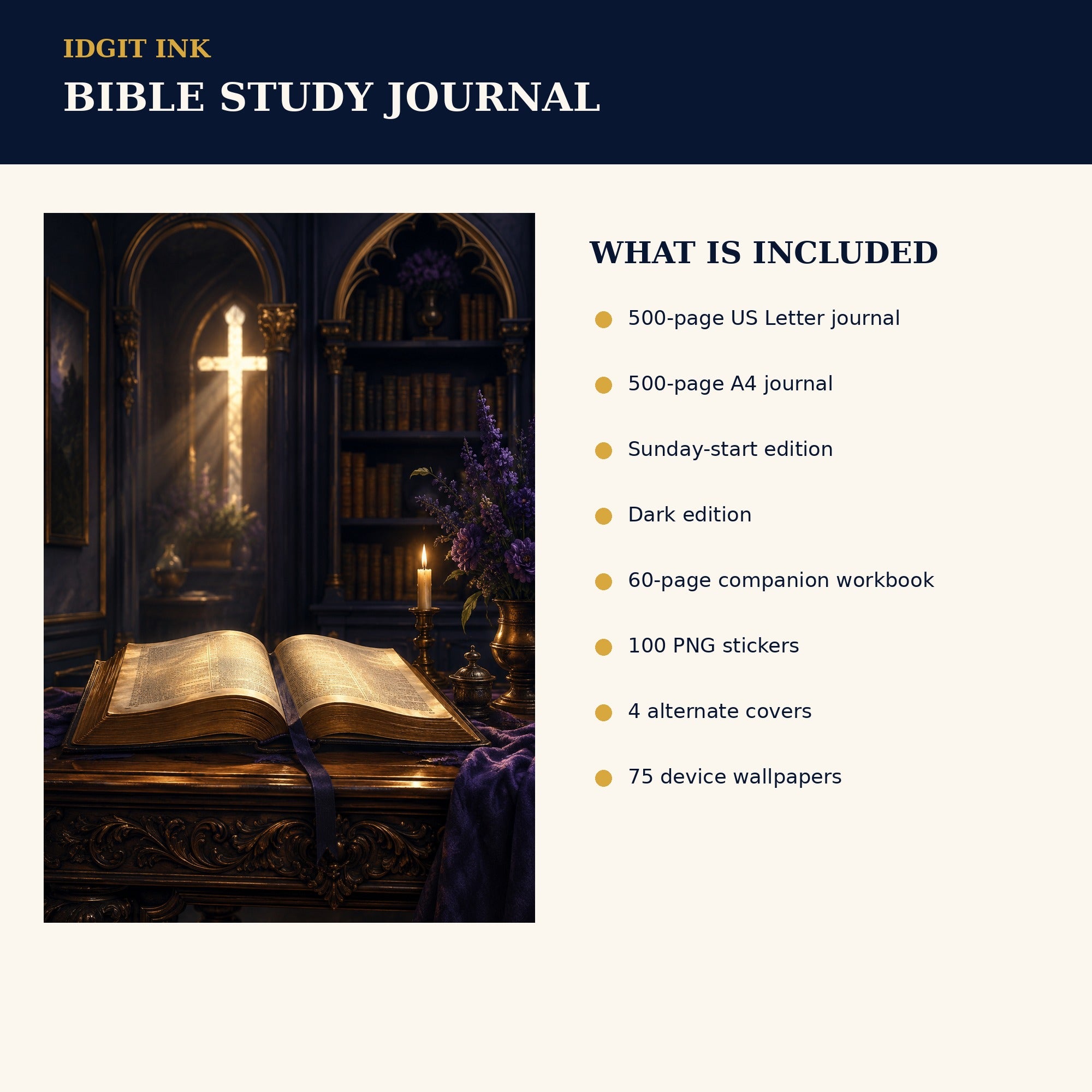 Idgit Ink Bible Study digital journal — four alternate journal covers