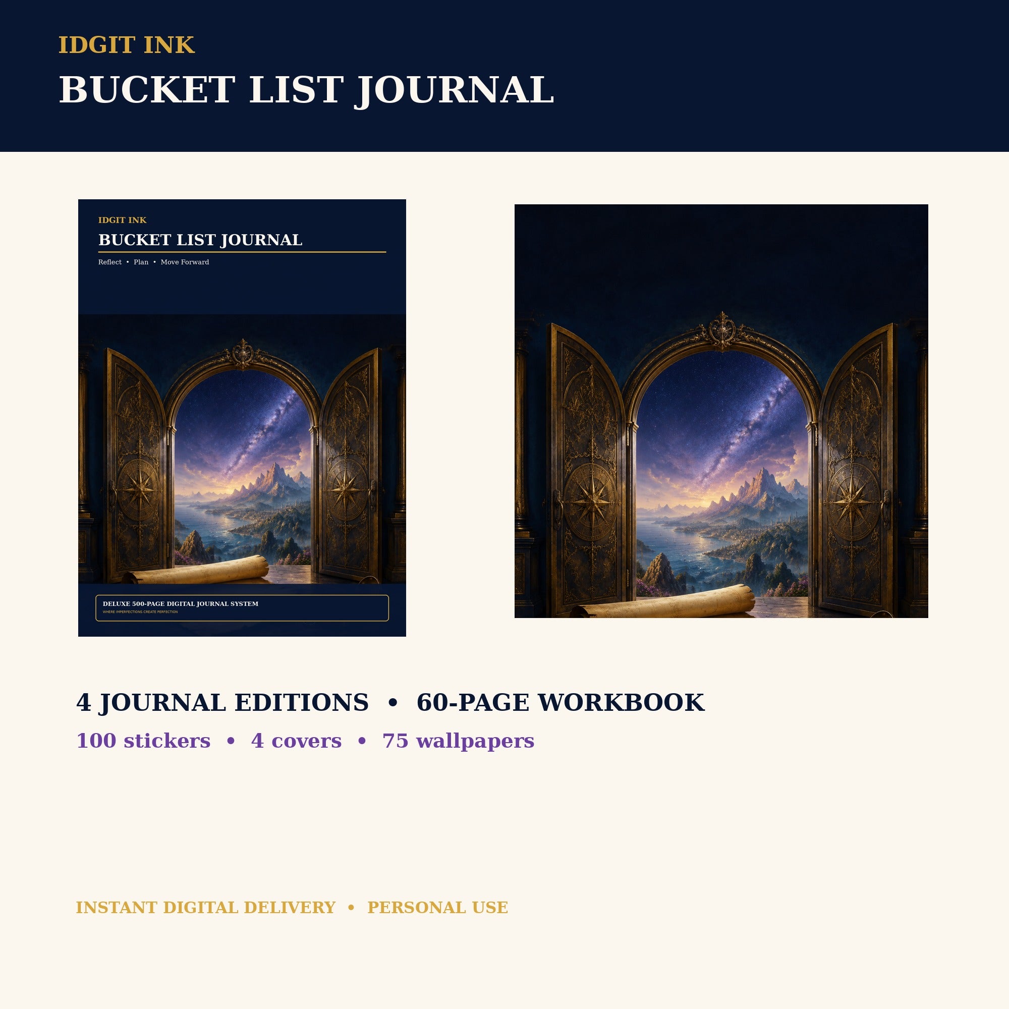 Idgit Ink Bucket-List digital journal — complete deluxe journal bundle overview
