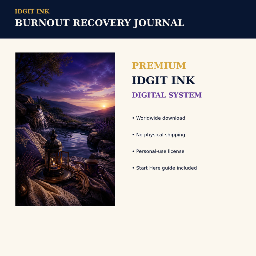 Idgit Ink Burnout Recovery digital journal — 75 device wallpapers preview