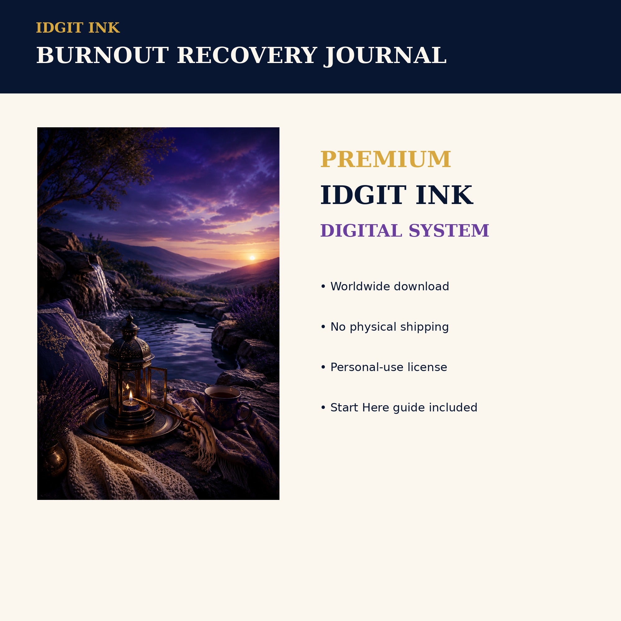 Idgit Ink Burnout Recovery digital journal — 75 device wallpapers preview