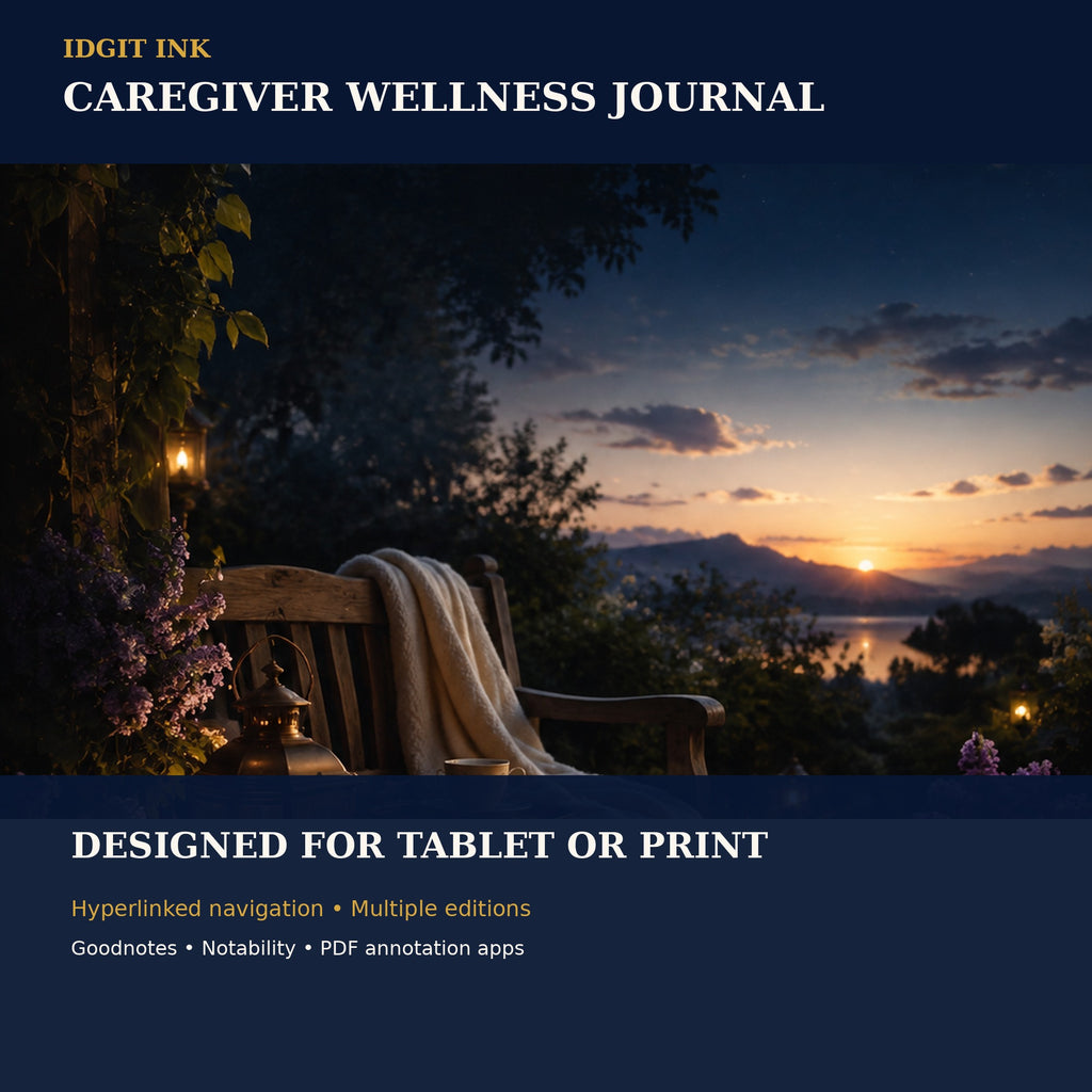 Idgit Ink Caregiver Wellness digital journal — 100 PNG digital stickers preview