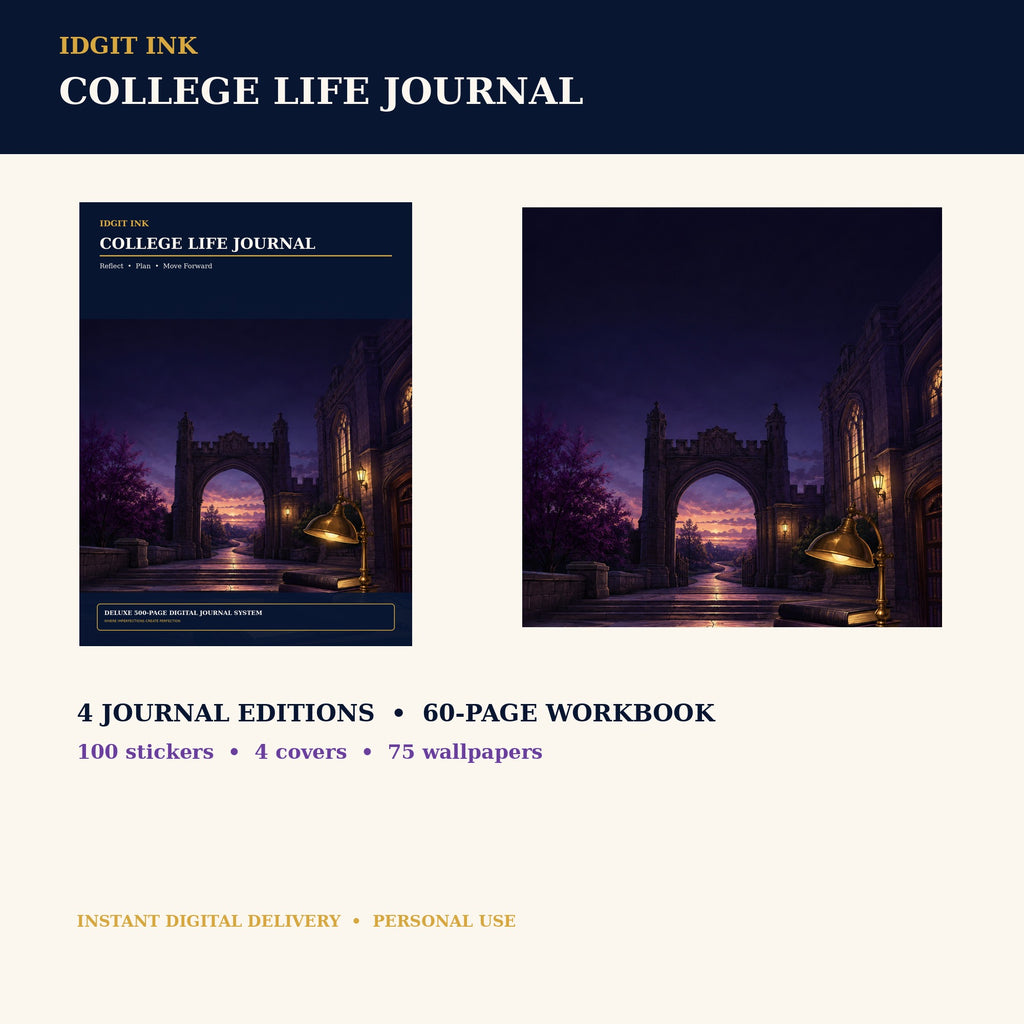 Idgit Ink College-Life digital journal — complete deluxe journal bundle overview