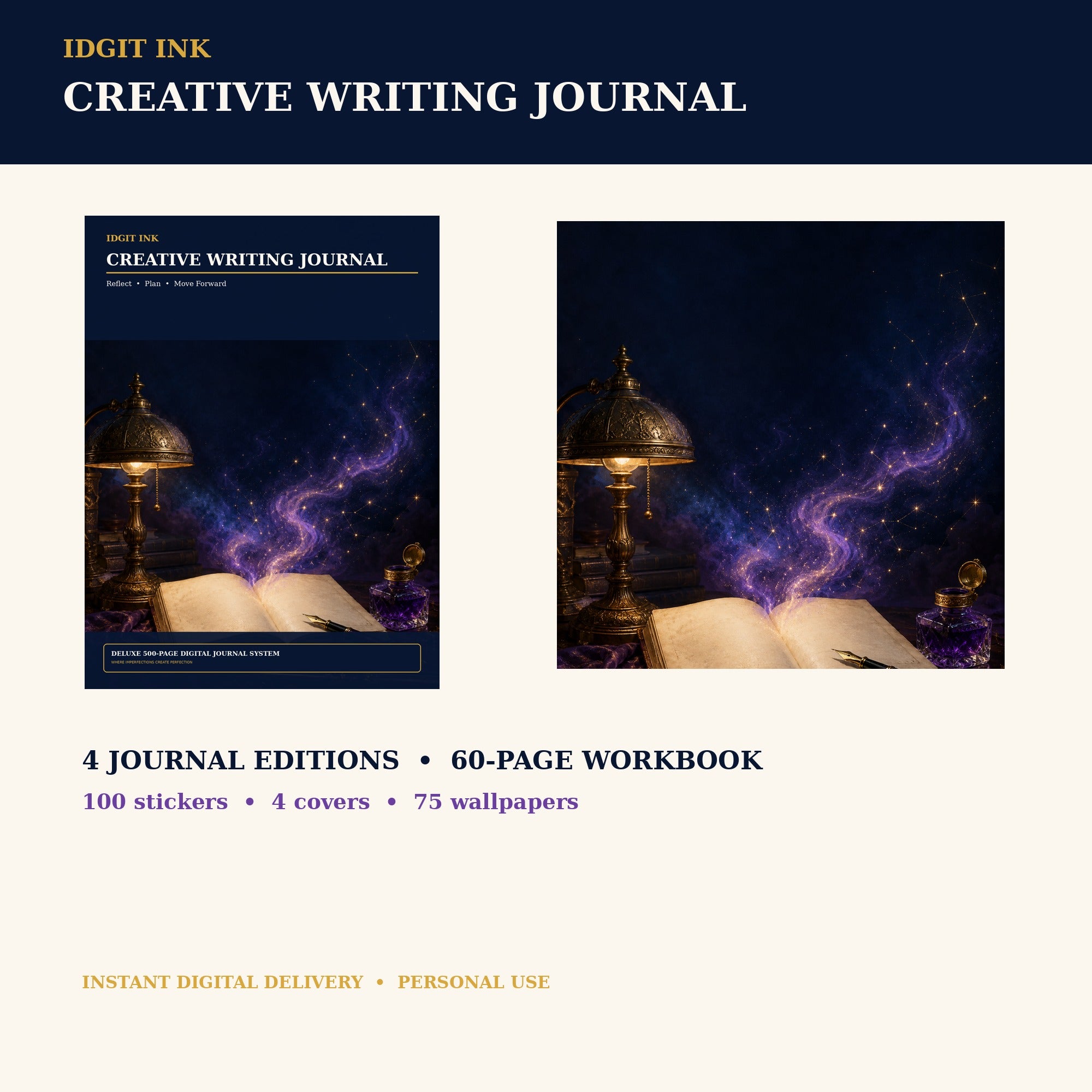 Idgit Ink Creative-Writing digital journal — complete deluxe journal bundle overview