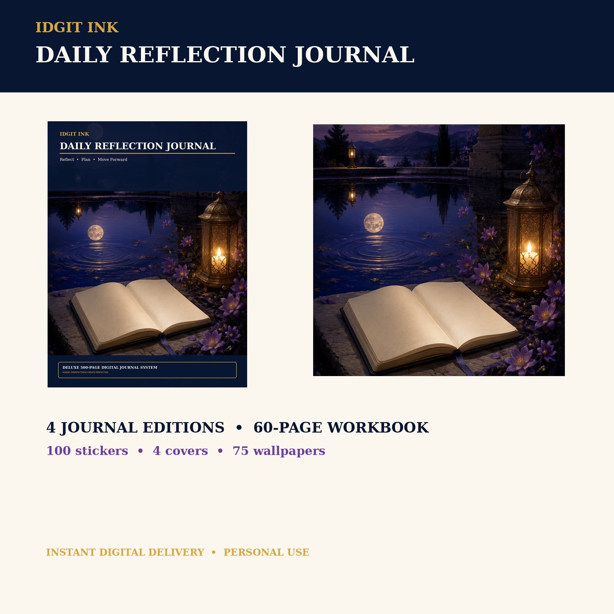 Idgit Ink Daily Reflection digital journal — complete deluxe journal bundle overview