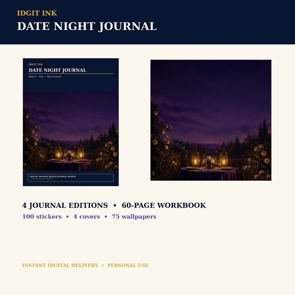 Idgit Ink Date-Night digital journal — complete deluxe journal bundle overview