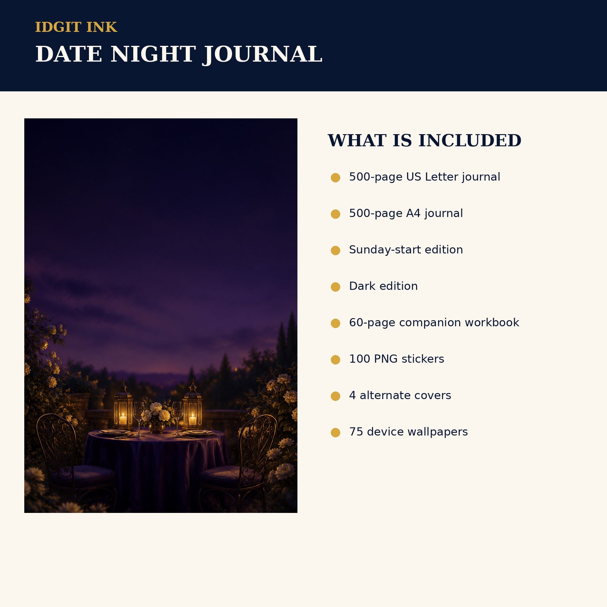Idgit Ink Date-Night digital journal — four alternate journal covers