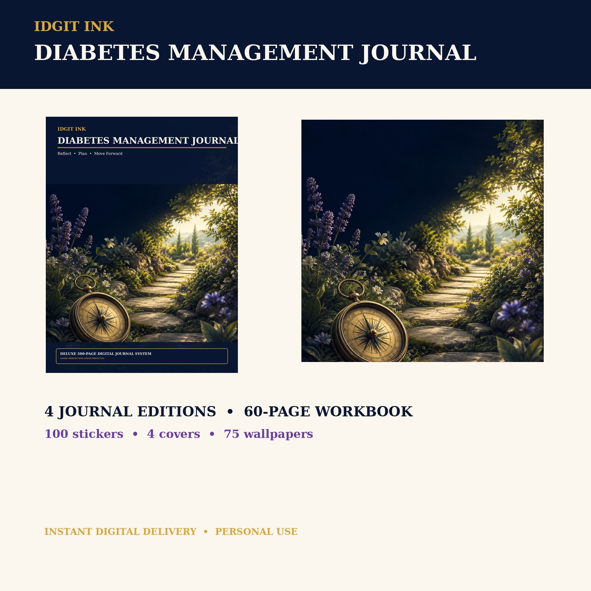 Idgit Ink Diabetes Management digital journal — complete deluxe journal bundle overview