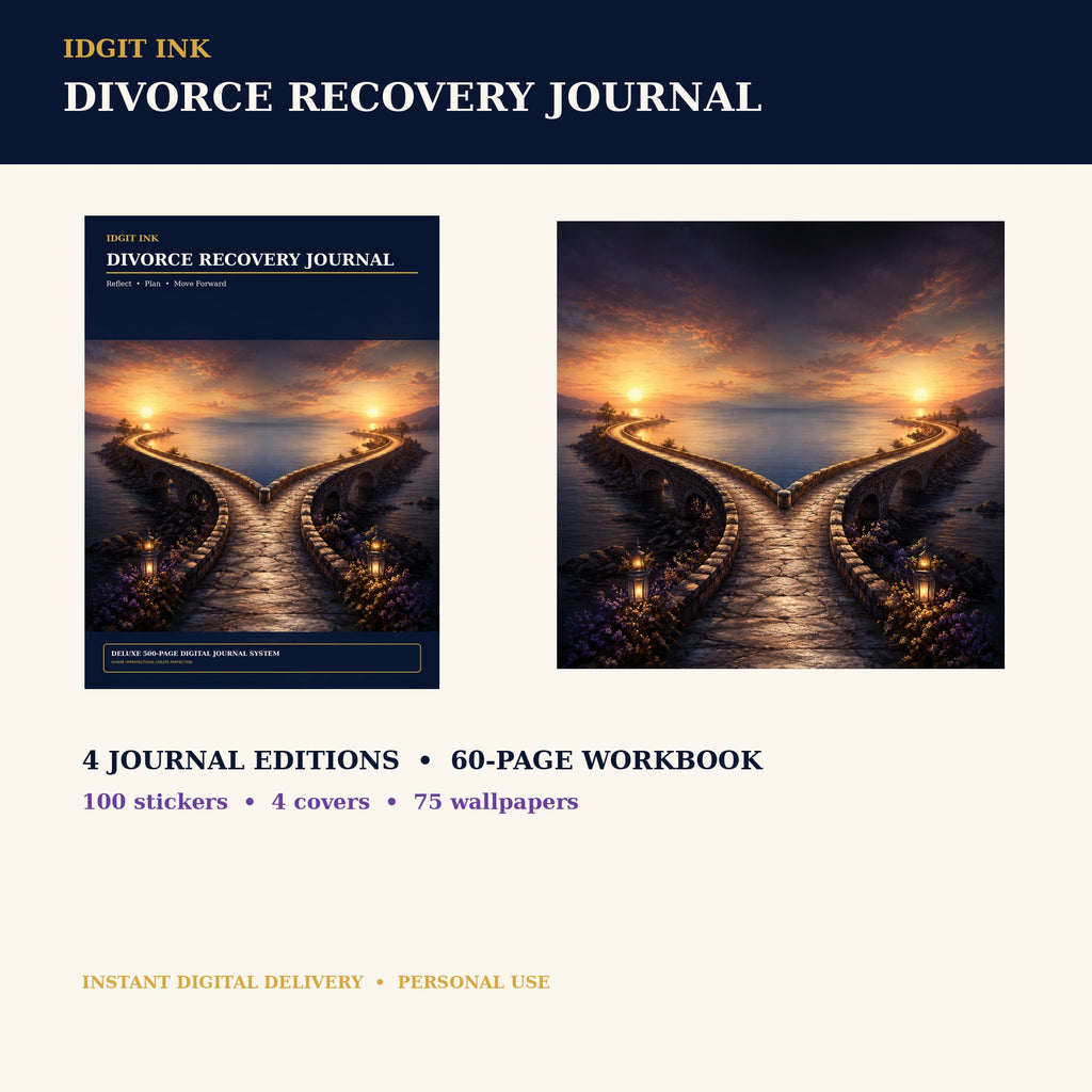 Idgit Ink Divorce Recovery digital journal — complete deluxe journal bundle overview