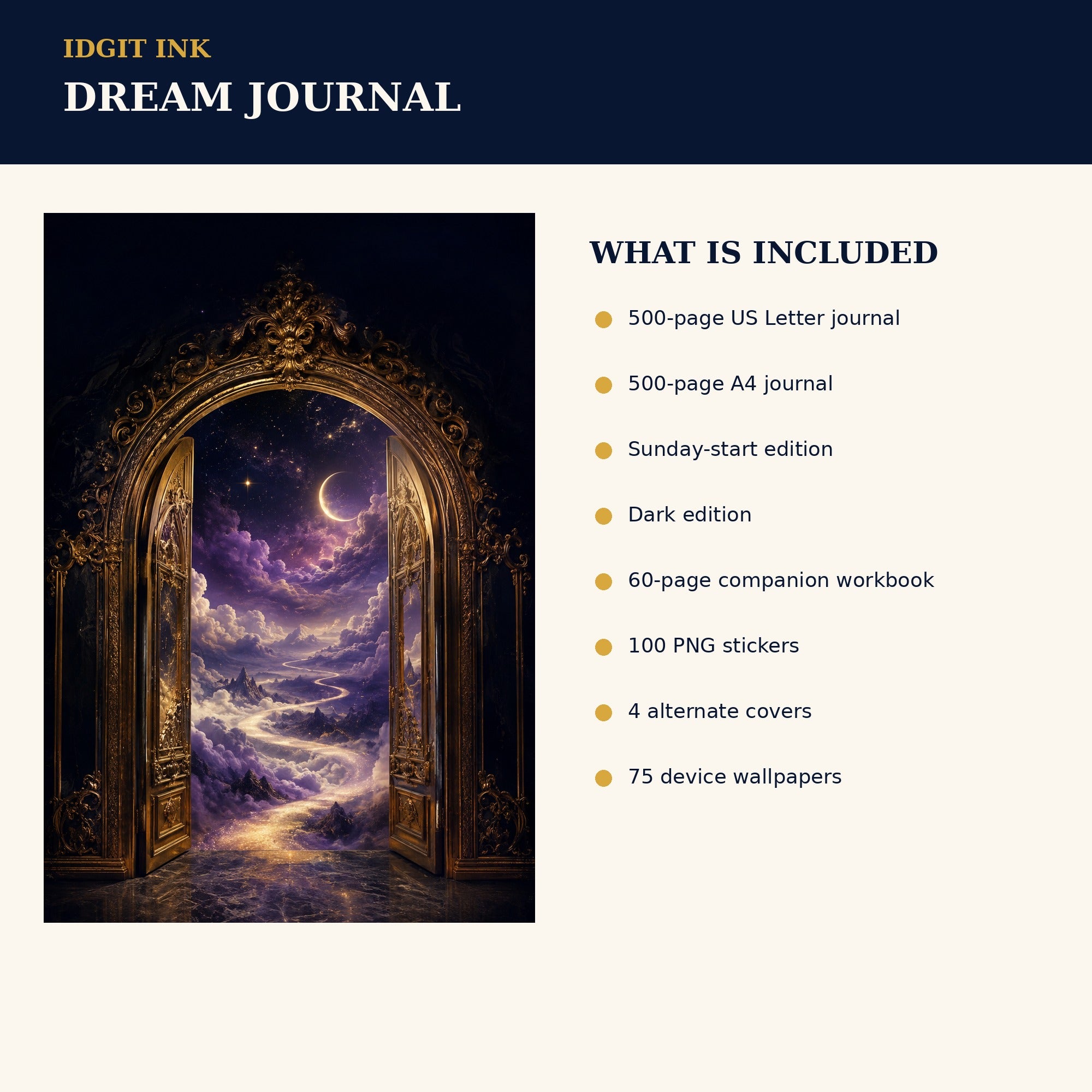 Idgit Ink Dream digital journal — four alternate journal covers