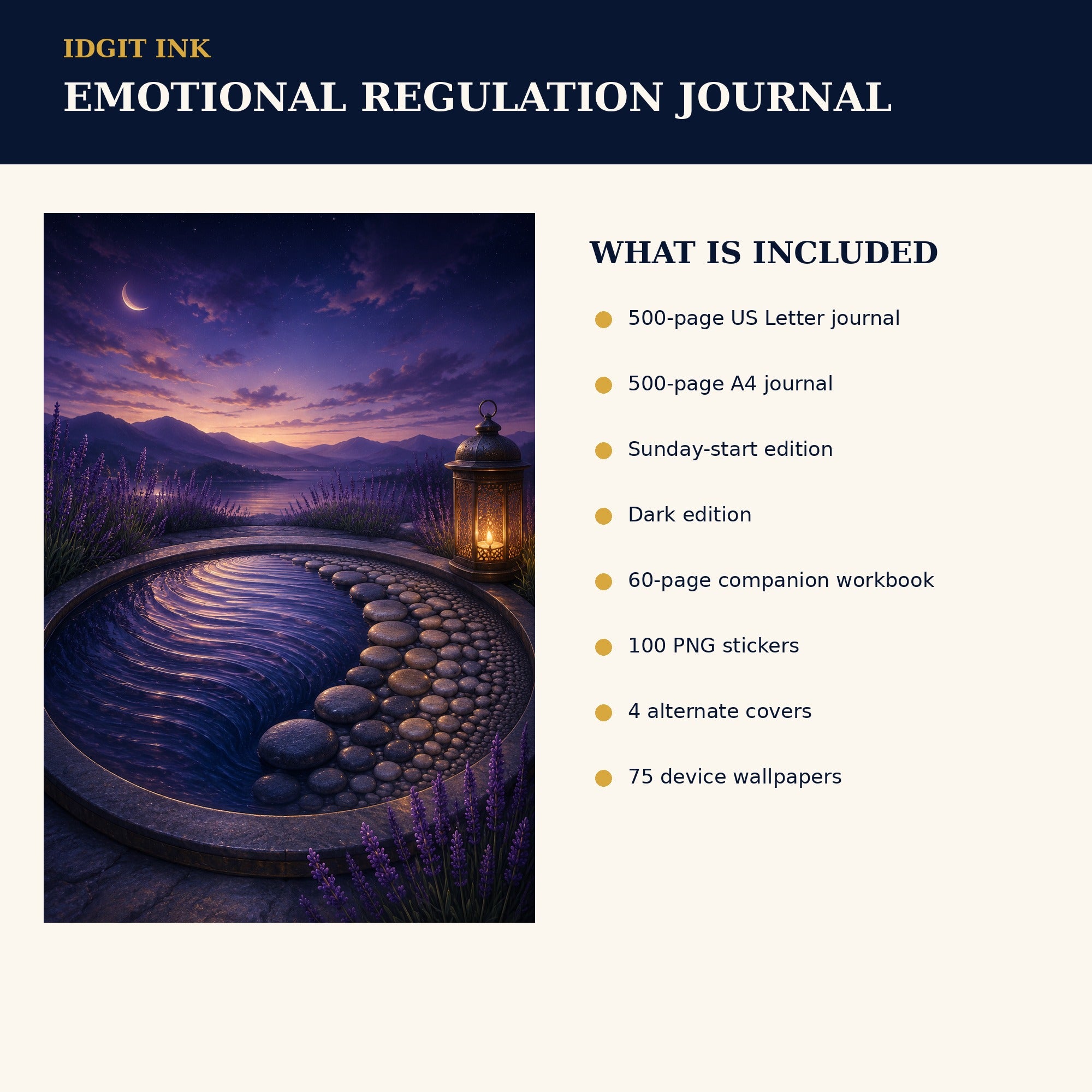 Idgit Ink Emotional-Regulation digital journal — four alternate journal covers