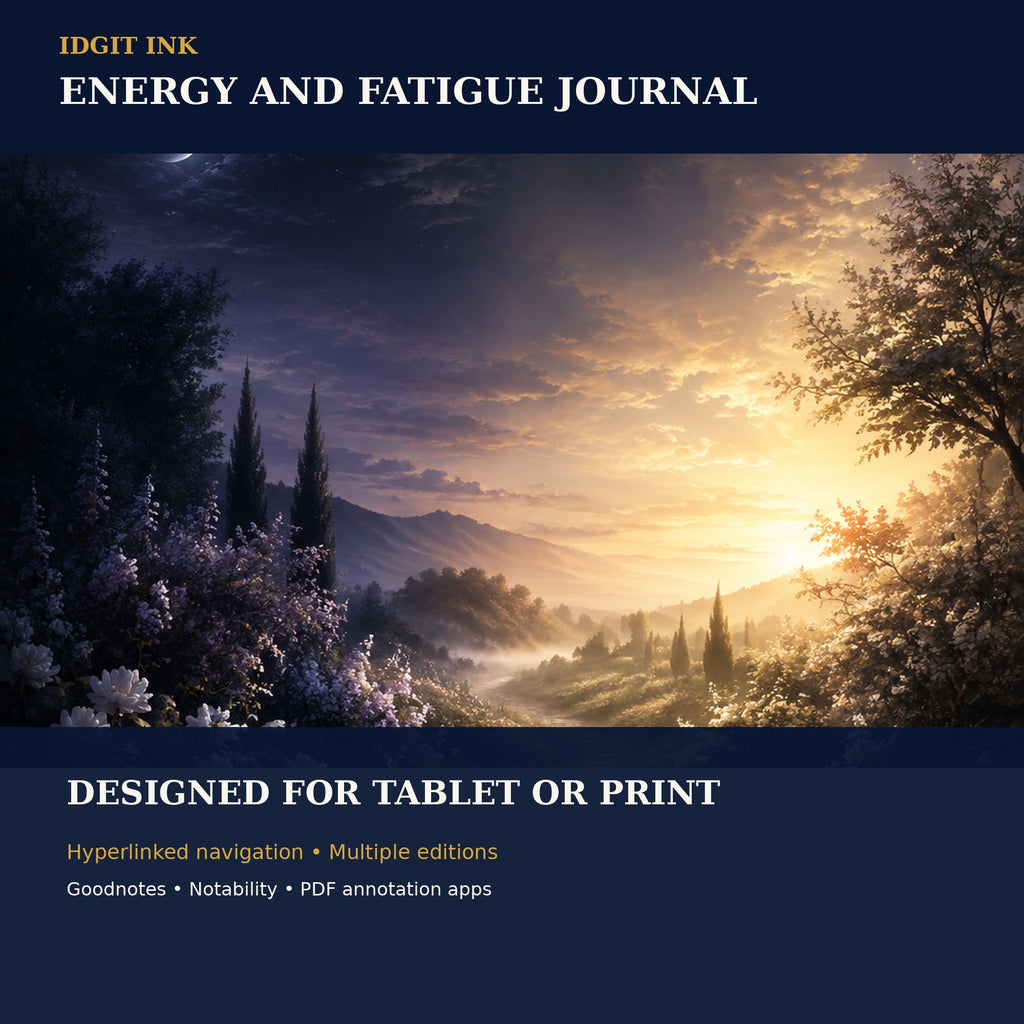 Idgit Ink Energy and Fatigue digital journal — 100 PNG digital stickers preview