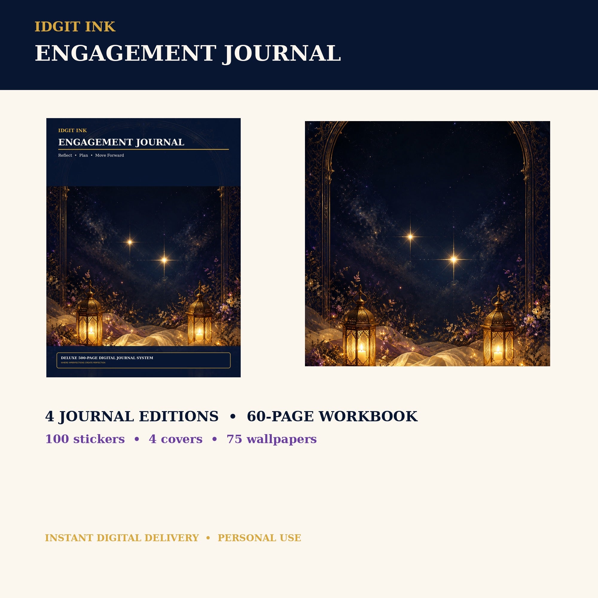 Idgit Ink Engagement digital journal — complete deluxe journal bundle overview