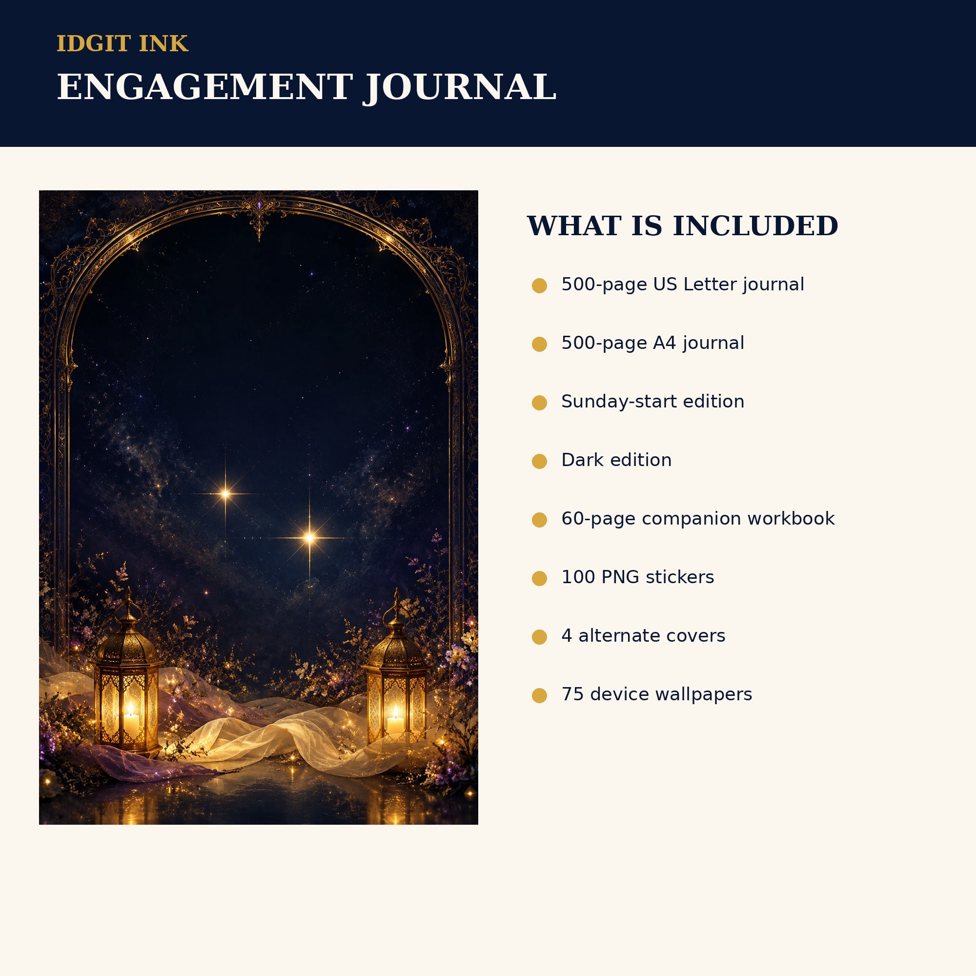 Idgit Ink Engagement digital journal — four alternate journal covers