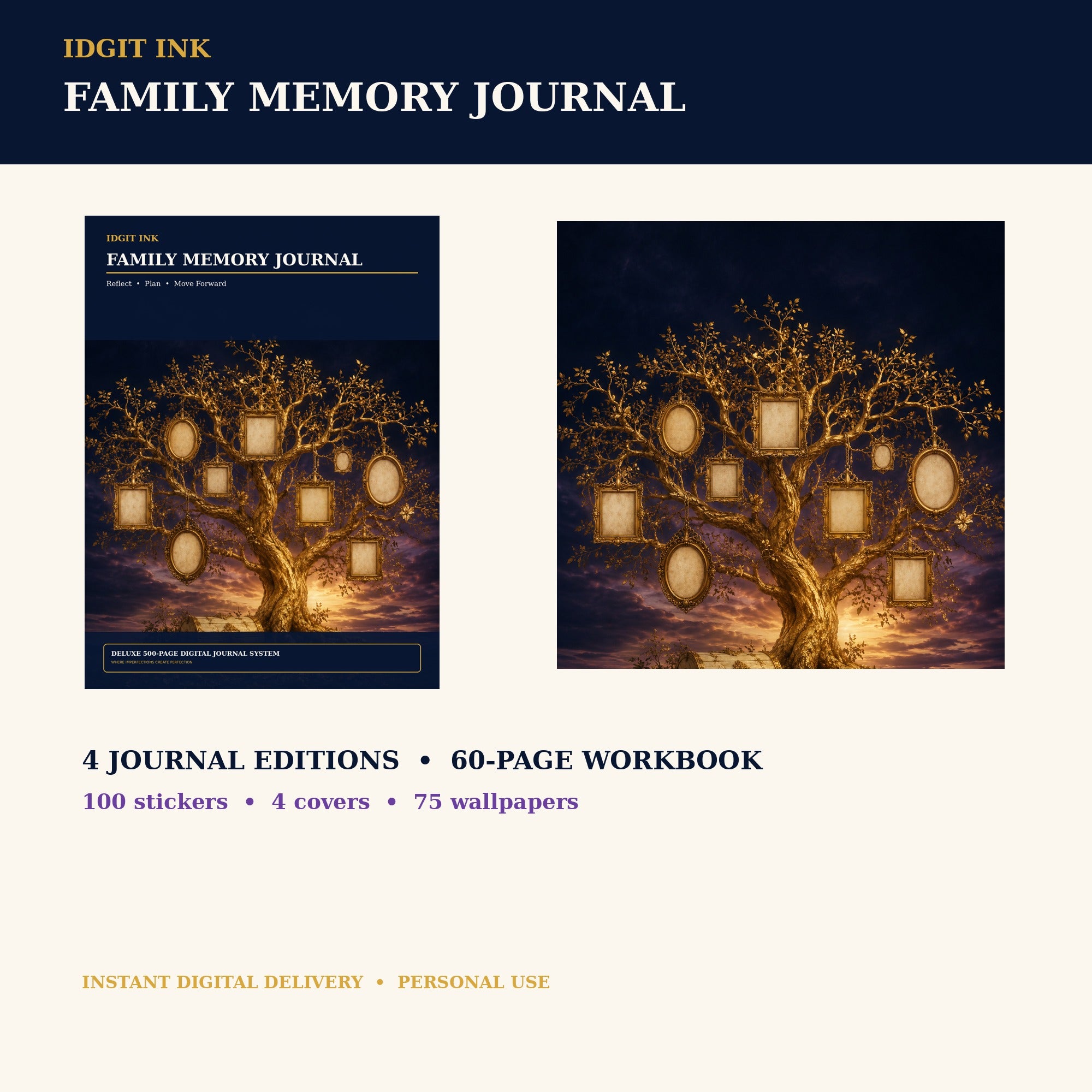 Idgit Ink Family Memory digital journal — complete deluxe journal bundle overview