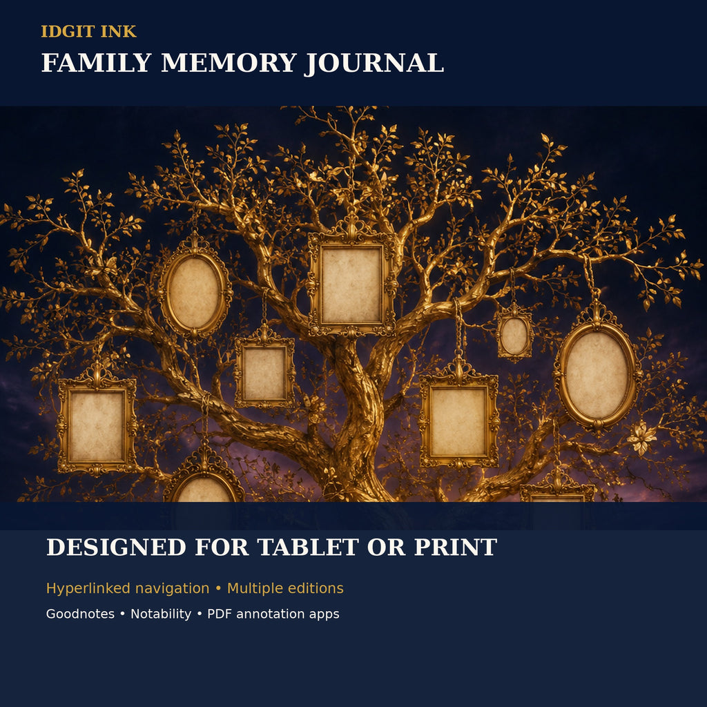Idgit Ink Family Memory digital journal — 100 PNG digital stickers preview