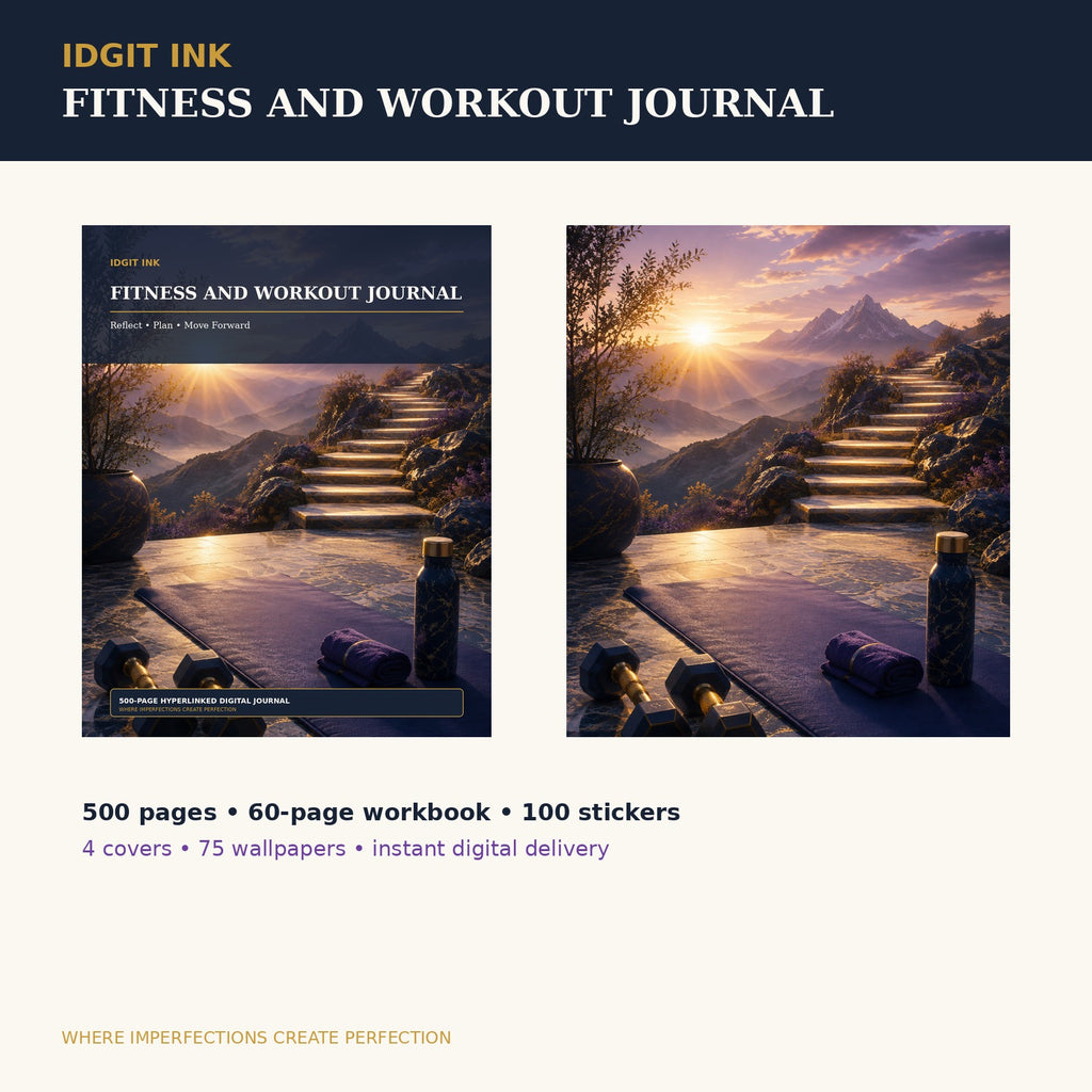 Idgit Ink Fitness and Workout digital journal — complete deluxe journal bundle overview