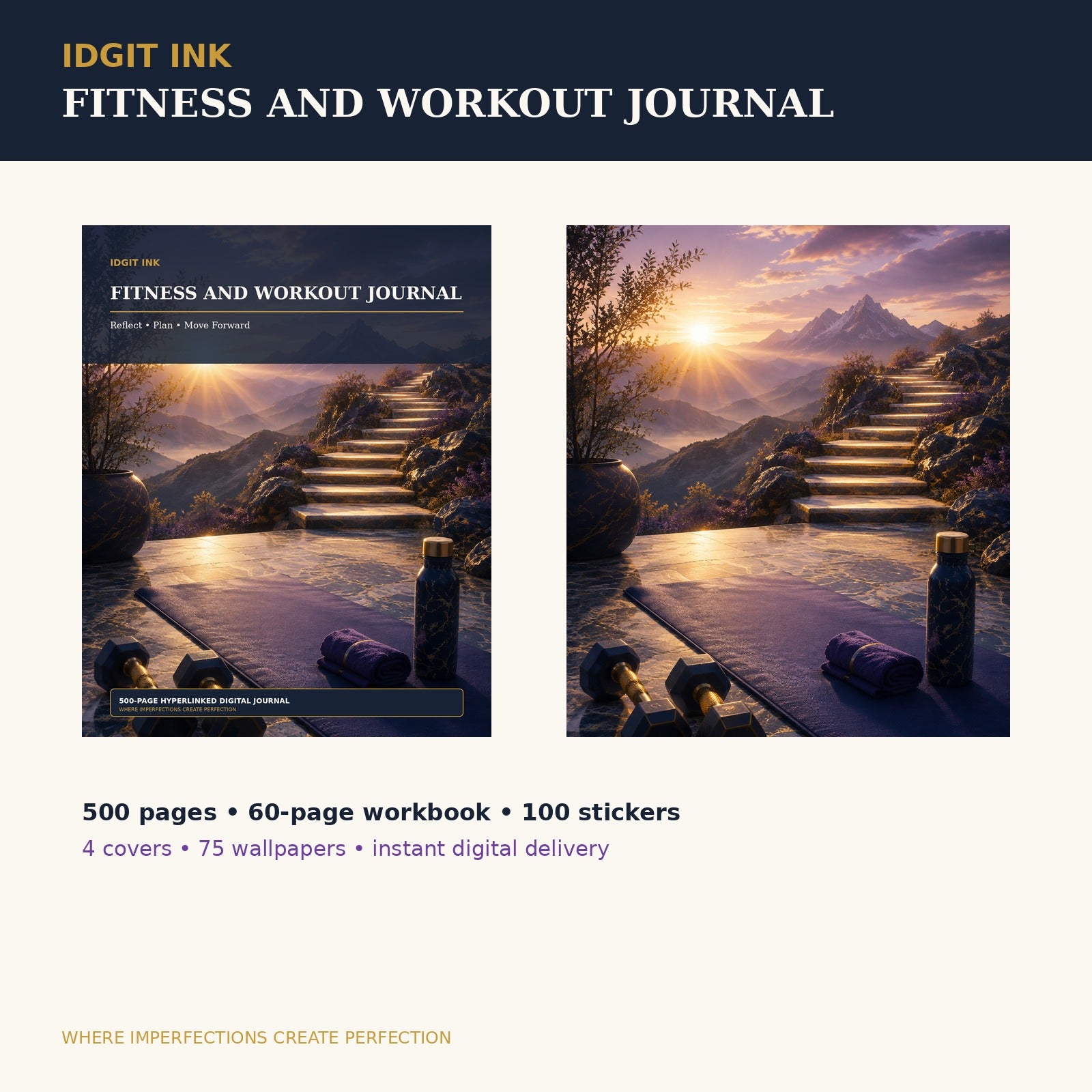 Idgit Ink Fitness and Workout digital journal — complete deluxe journal bundle overview