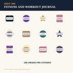 Idgit Ink Fitness and Workout digital journal — 100 PNG digital stickers preview