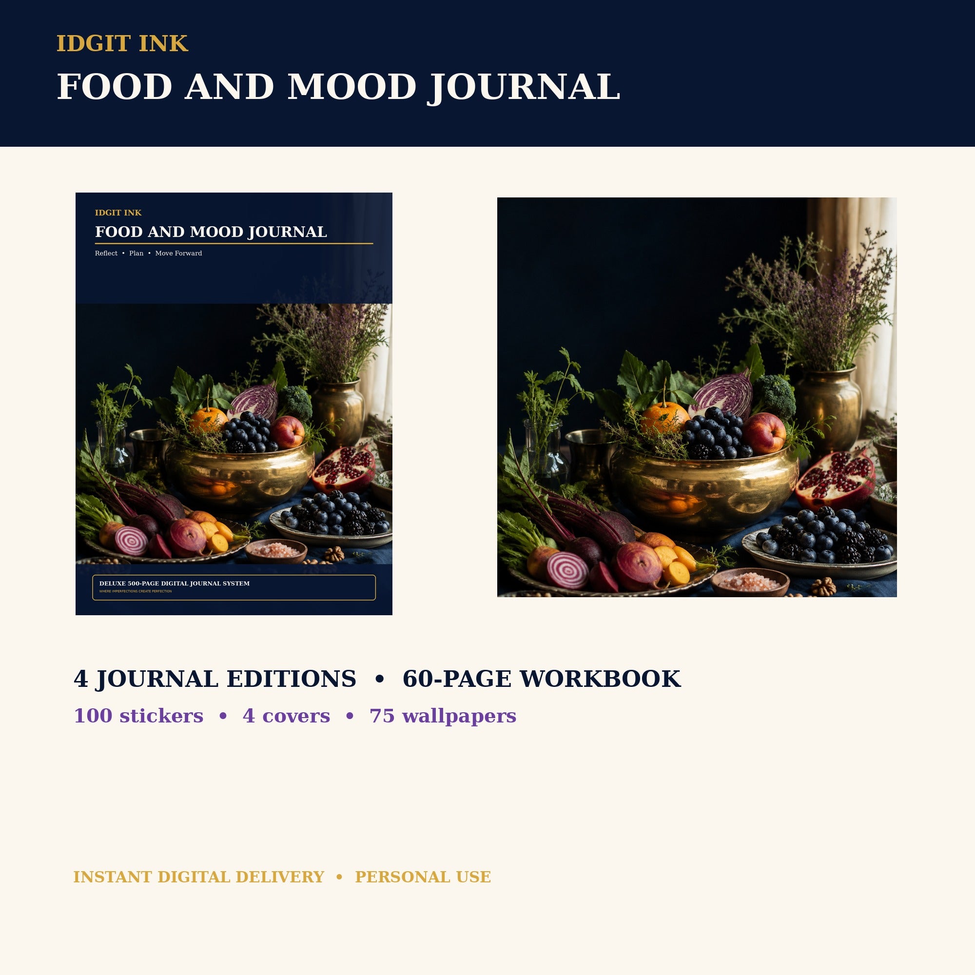 Idgit Ink Food and Mood digital journal — complete deluxe journal bundle overview