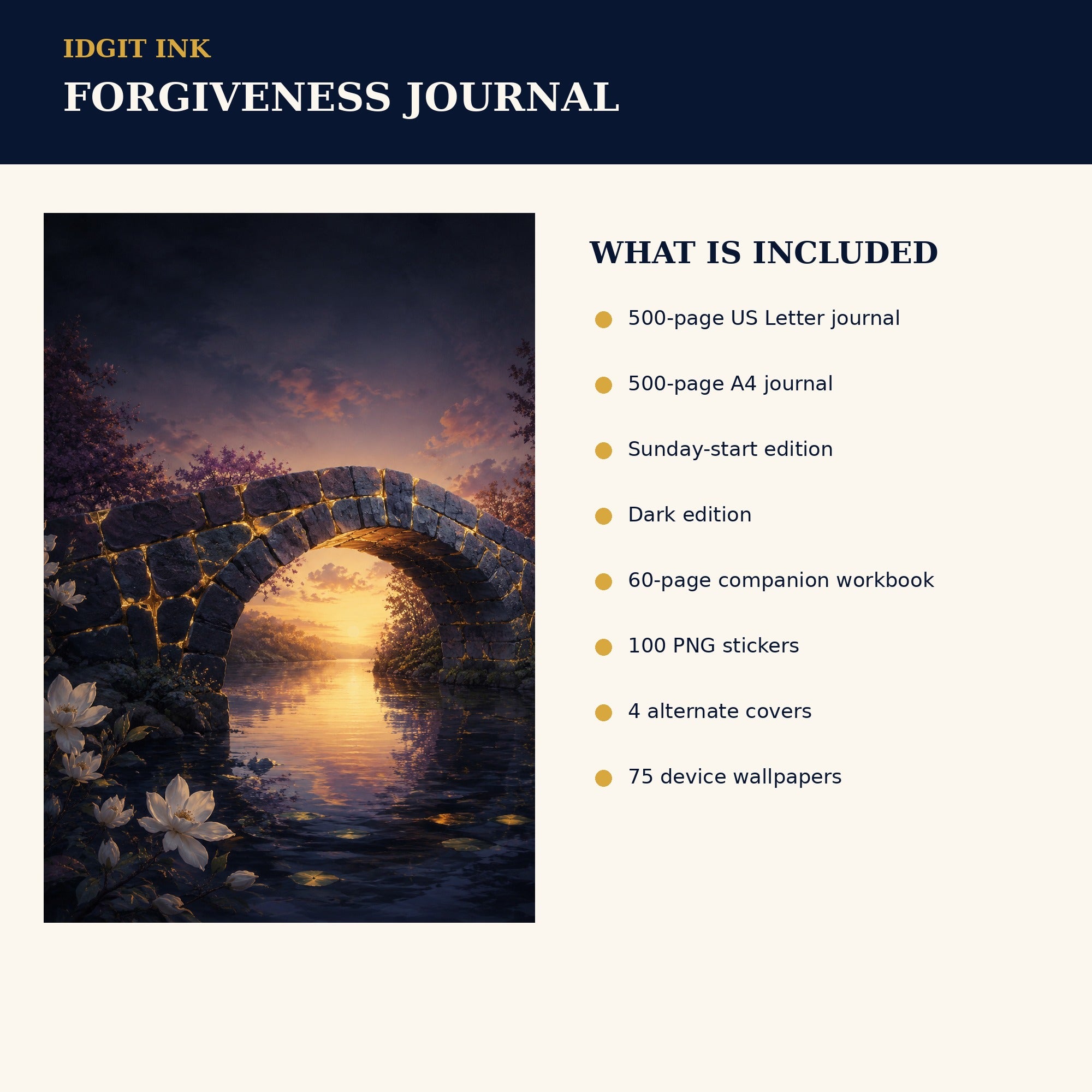 Idgit Ink Forgiveness digital journal — four alternate journal covers